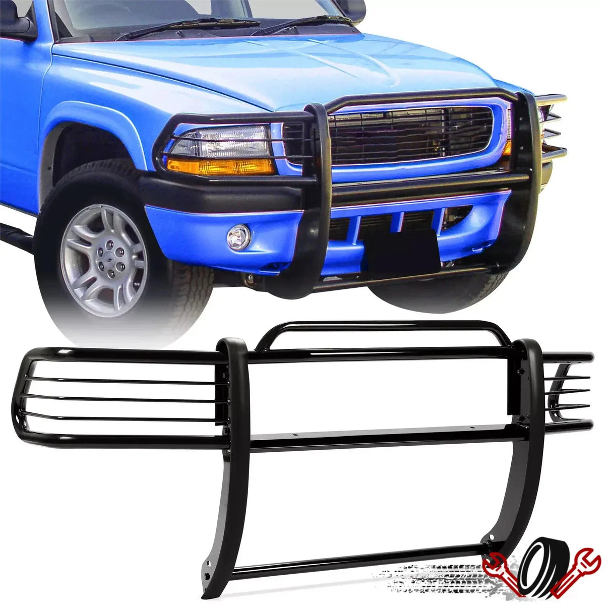 Steel Front Grill Brush Guard for Dodge Dakota (1997–2004) Black