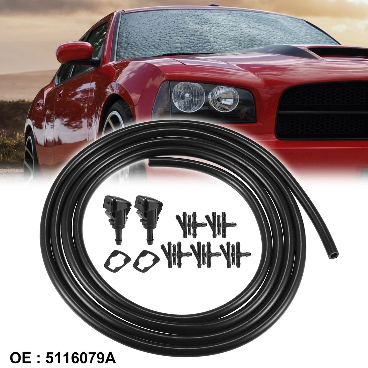 2X Windshield Washer Nozzle Hose Kit for Chrysler Dodge (5116079A)