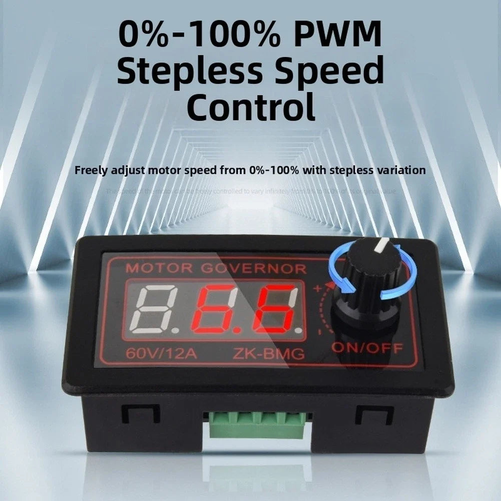 12A 500W DC Motor Controller for PWM Digital Display (9V–60V)
