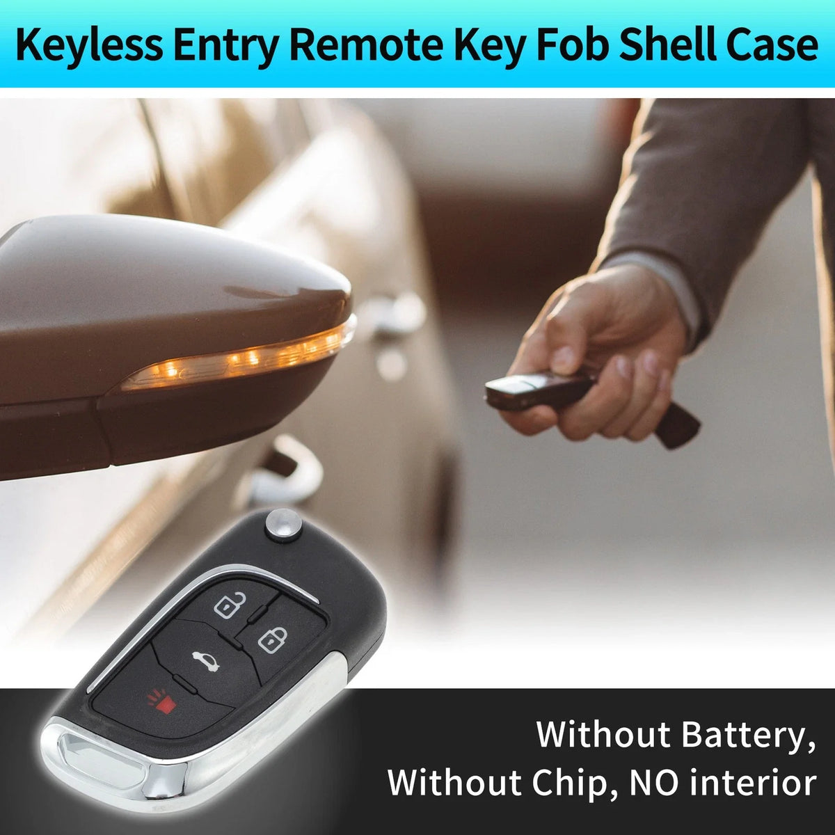 Set of 4 Key Fob Shell Cases for Chevrolet Camaro Equinox (2010–2019)