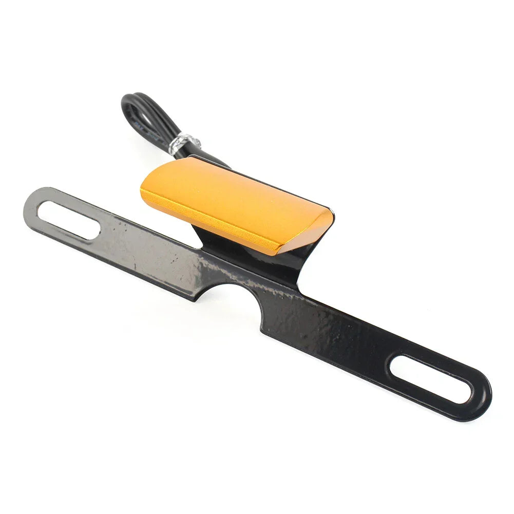 Motorcycle LED Brake Tail Light with Gold License Plate Mount Holder