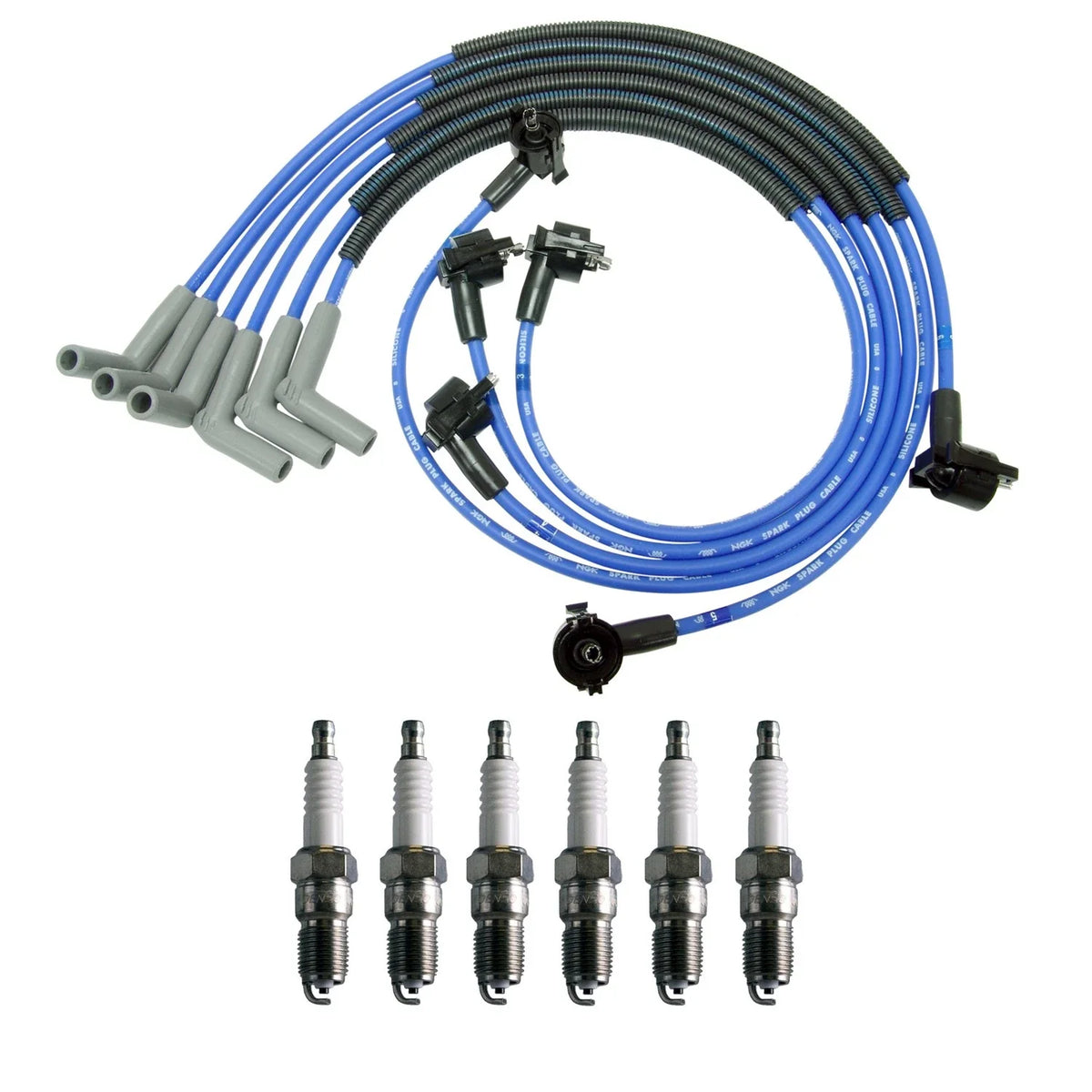 NGK 8mm Wire Set & Denso Spark Plug Kit for E-150, F-150 (1997–2003)