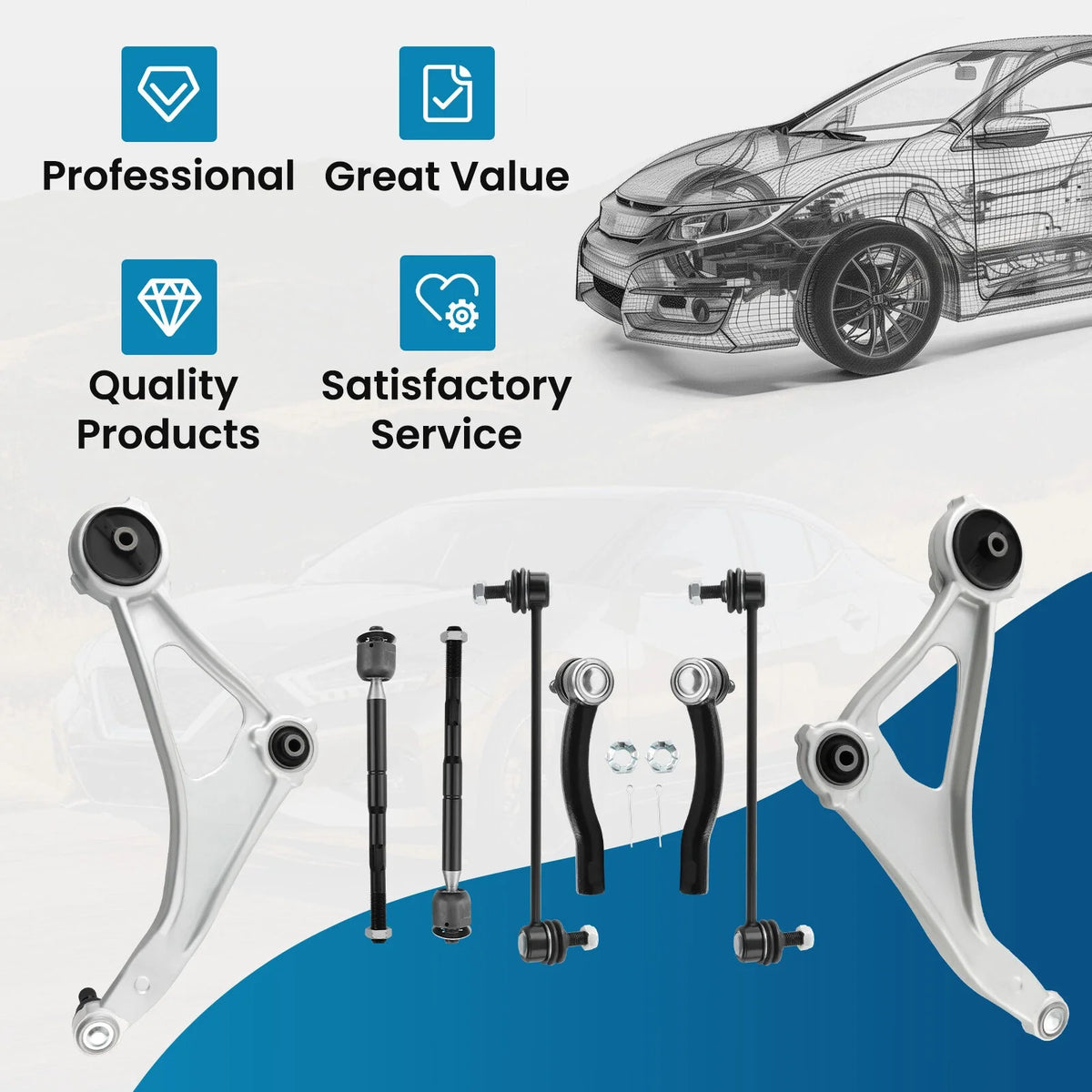 Front Control Arm Suspension Kit and Sway Bar for Nissan Altima 2015-2018