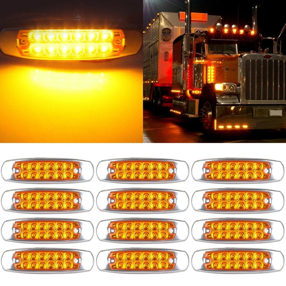 12x Warm White Side Marker Lights for Peterbilt Freightliner Kenworth
