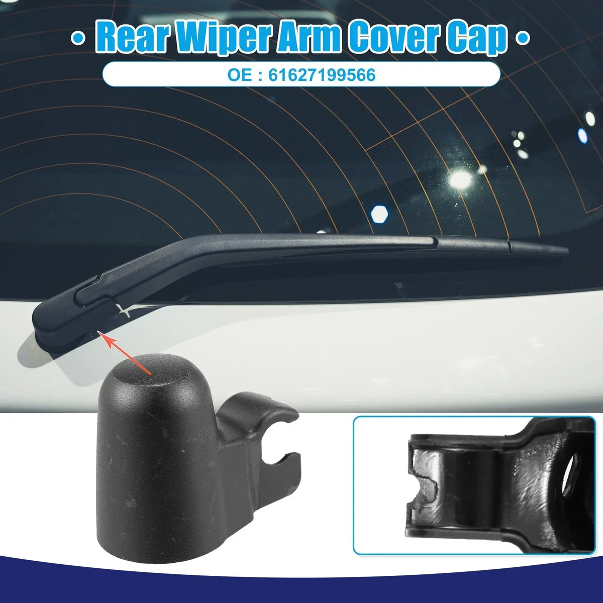 Wiper Arm Nut Cover Cap - Rear for BMW 1 Series in Black