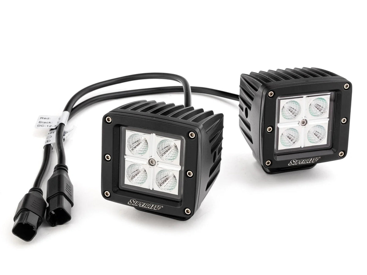 3" Flood Pattern LED Cube Lights for SuperATV (Includes 1.75 Brackets)