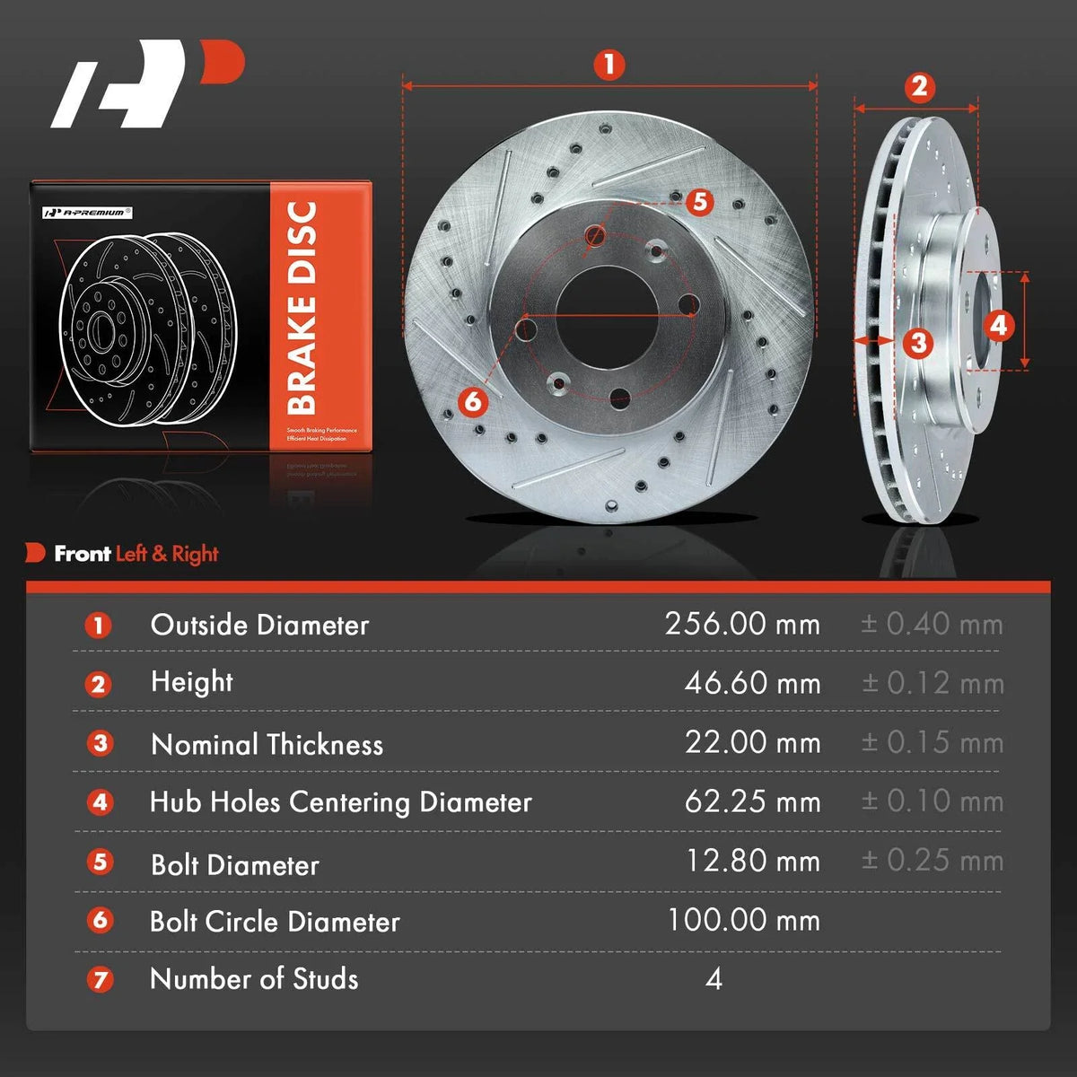 Drilled Front Brake Rotors for Hyundai Accent & Kia Rio 2006-2011