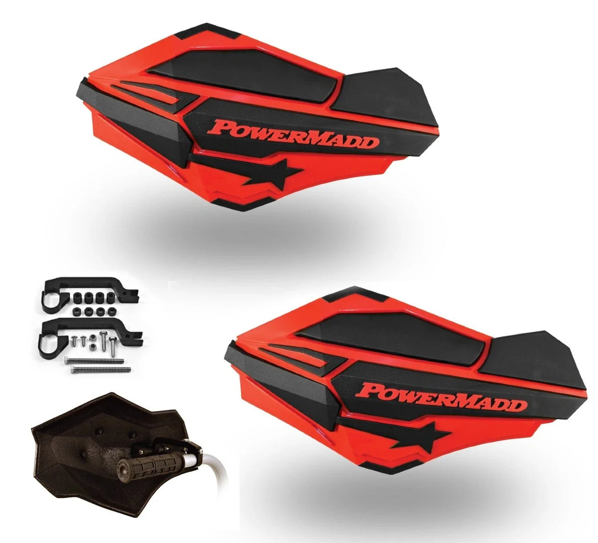 Powermadd Sentinel Hand Guards Kit for Snowmobile (34402) - Red Black Armor
