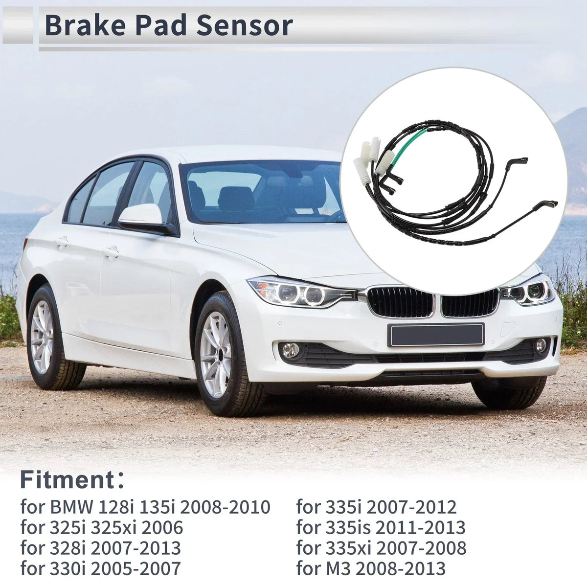 Front and Rear Brake Pad Wear Sensor for BMW 135i 128i 2008-2010