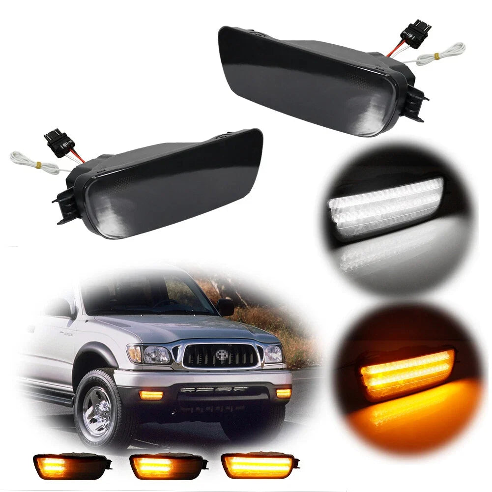 Smoked Lens LED Amber White Signal Parking Lights for Toyota Tacoma (2001–2004)