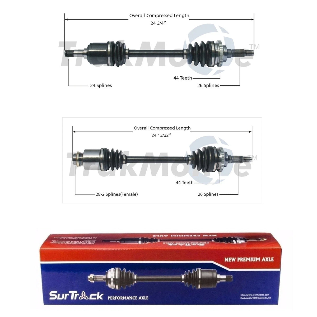 Set of 2 Front CV Axle Shafts for Mazda Protege 1.8 L4 (1995–1998)