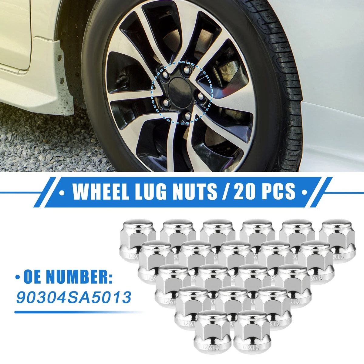 20 Pcs Wheel Lug Nuts for Honda Accord Civic (M12x1.5)