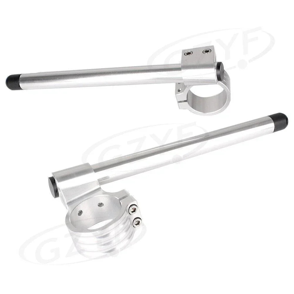 Universal Motorcycle Clip On Handlebar Fork Tubes - 43mm Silver