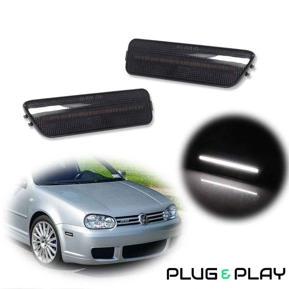 Set of 2 White LED Front Side Marker Lights for VW Jetta Golf Cabrio R32