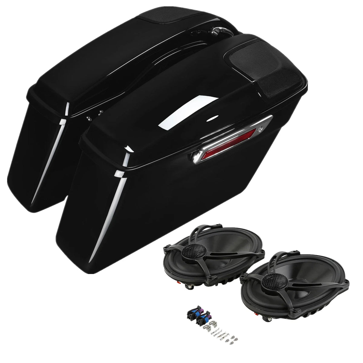 5x7" Speaker Hard Saddlebags in Vivid Black for Harley Touring 2014-2024