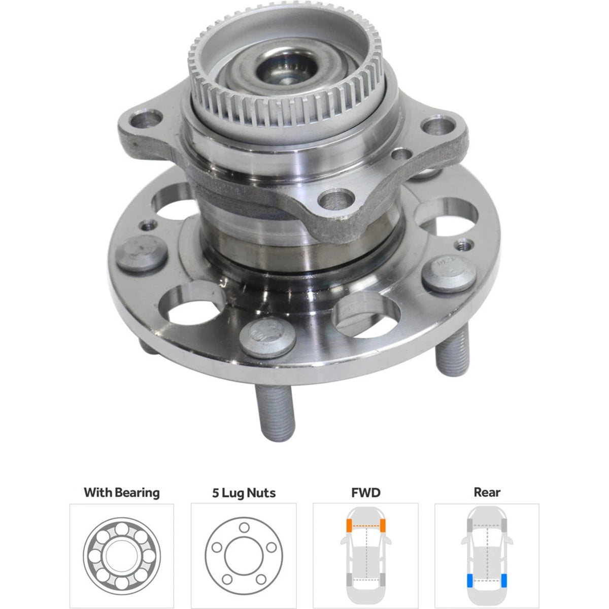 Wheel Hubs for Hyundai Elantra (2011–2016) Rear Left & Right w/ Bearing & ABS
