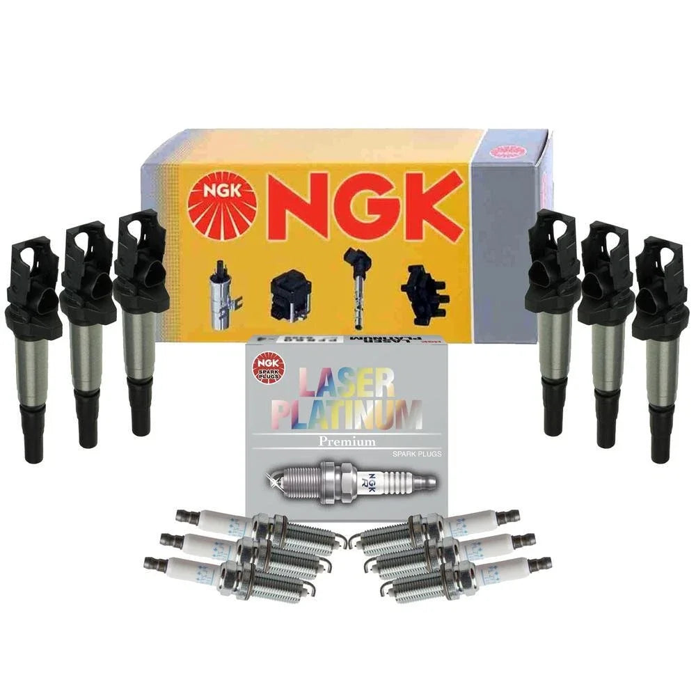 Set of 6 NGK Ignition Coils & Laser Platinum Spark Plugs for BMW E60 E70 E86 E90 E92 (2007–2013)