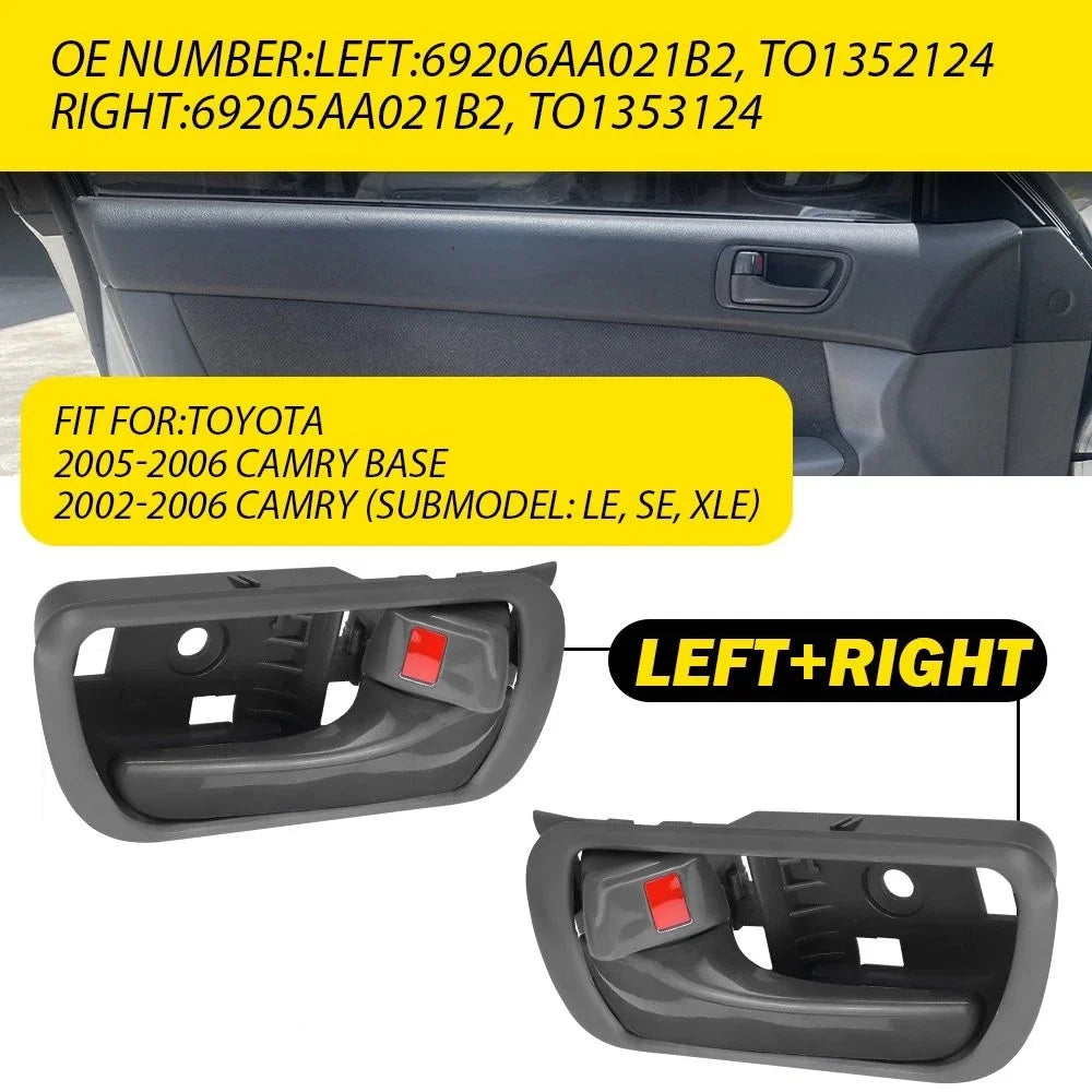 2X Inside Interior Door Handle Set for Toyota Camry (2002–2006) Gray EV