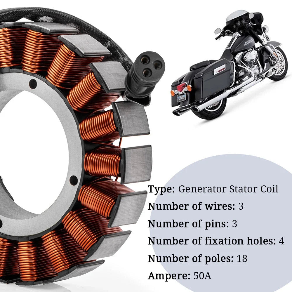 50Amp Generator Stator for 2006-2013 Harley Road King Repl#29987-06