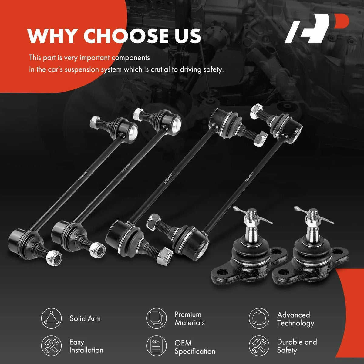 Sway Bar Set of 6 with Ball Joints for Hyundai Tucson / Kia Sportage