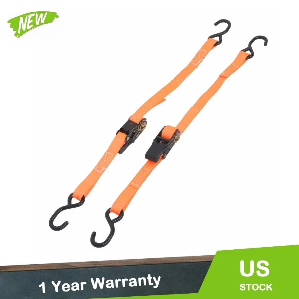 Set of 2 Heavy Duty Ratchet Straps for Secure Tie Downs (2400 lbs)