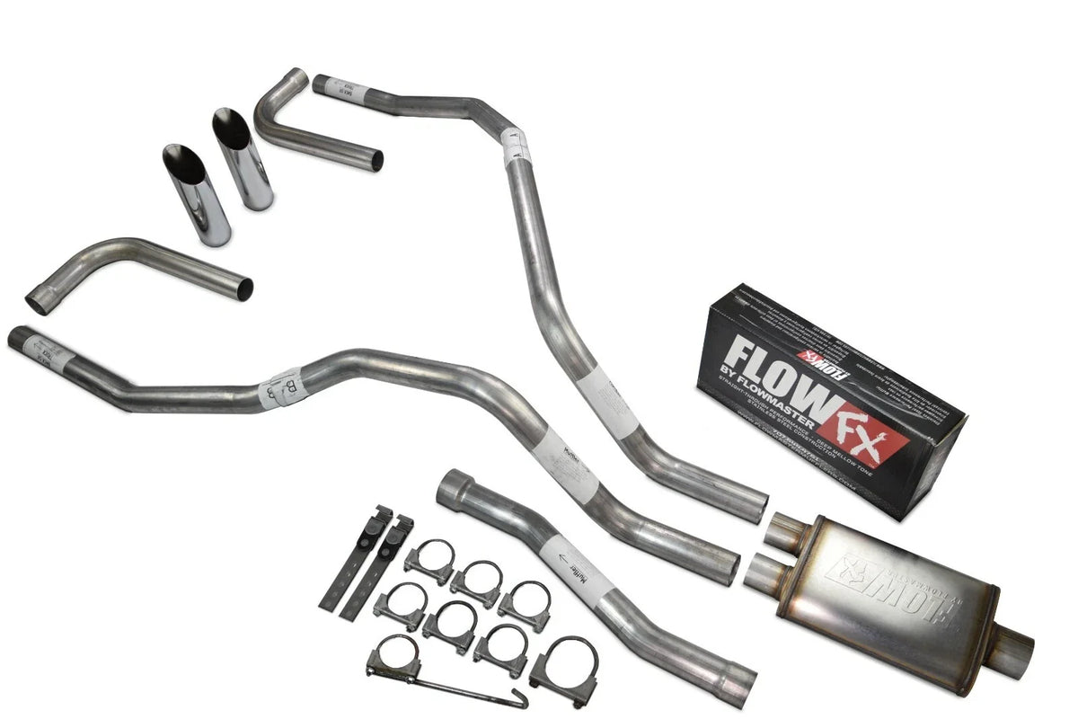 Dual Exhaust System with 2.5" Flowmaster Flow FX Slash Tip for Titan 04-06