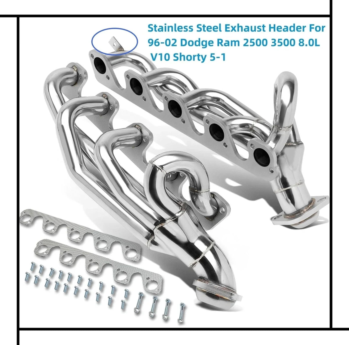 1996-2002 Dodge Ram 2500 3500 8.0L V10 Stainless Steel Exhaust Headers