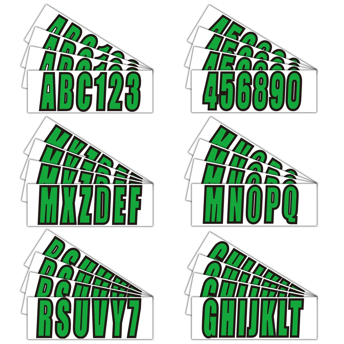 3" Green Boat Registration Letters & Numbers Decal Stickers - 4 Pack