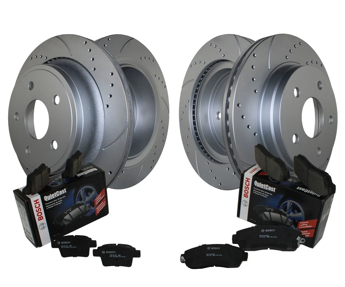 Drilled Disc Front Rear Brake Kit for Dodge Ram 1500 - Bosch QuietCast