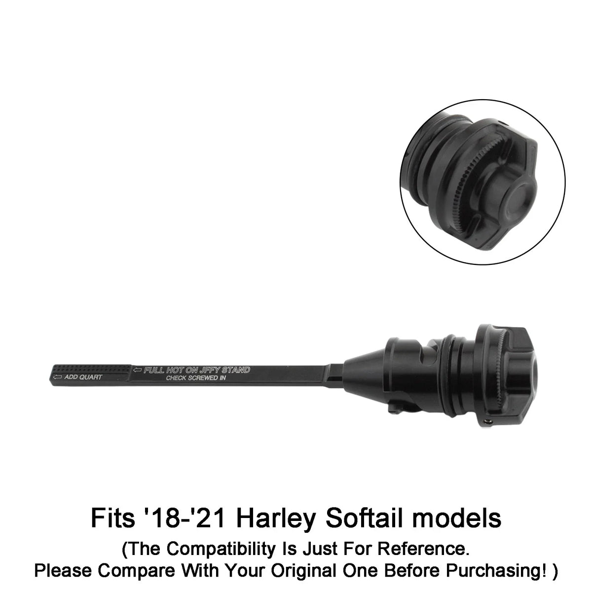 Black Oil Dipstick Tank Cap Plug for Harley Softail Breakout 2013-2023