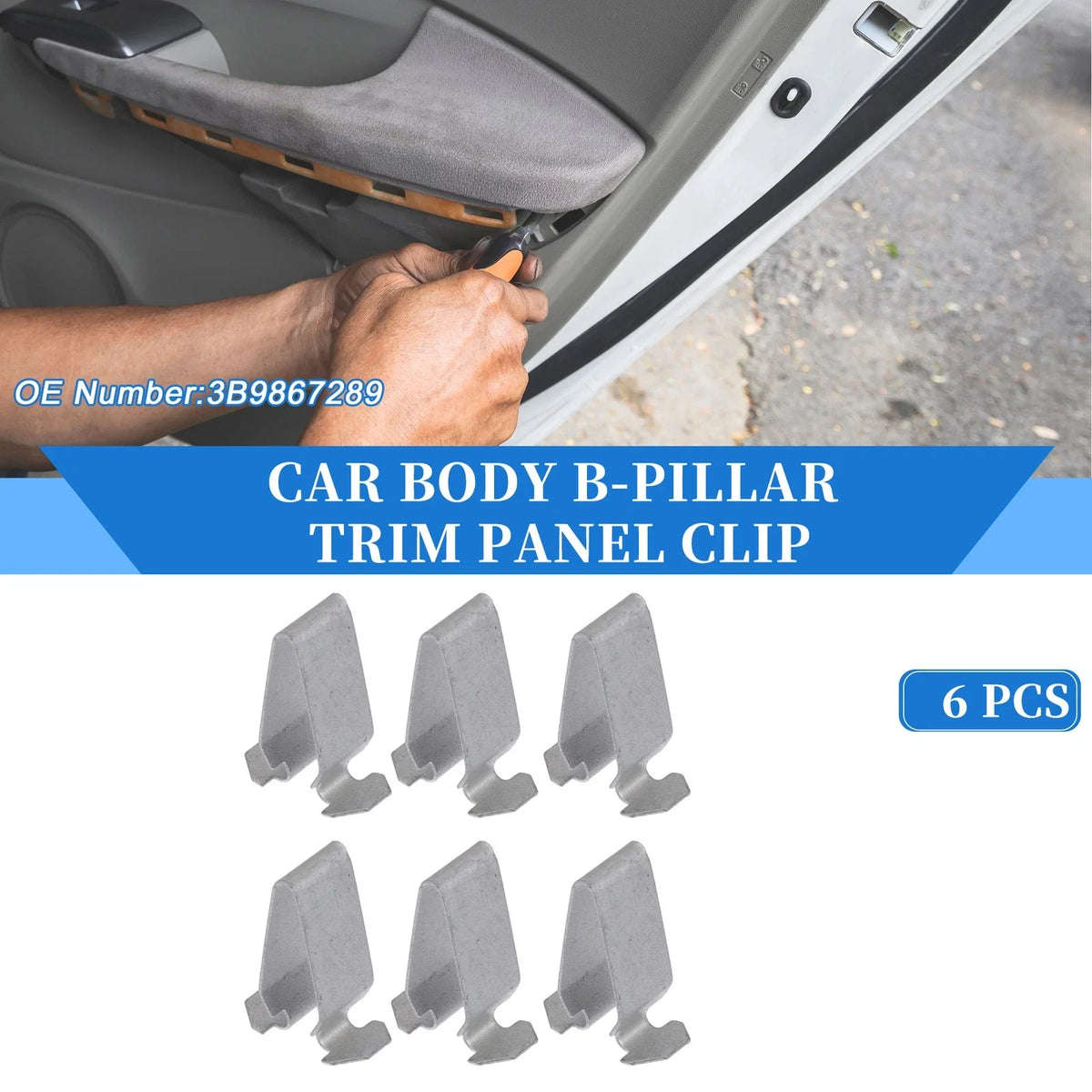 6 Pcs B-Pillar Trim Panel Clip for Volkswagen Passat (1998–2010) Metal