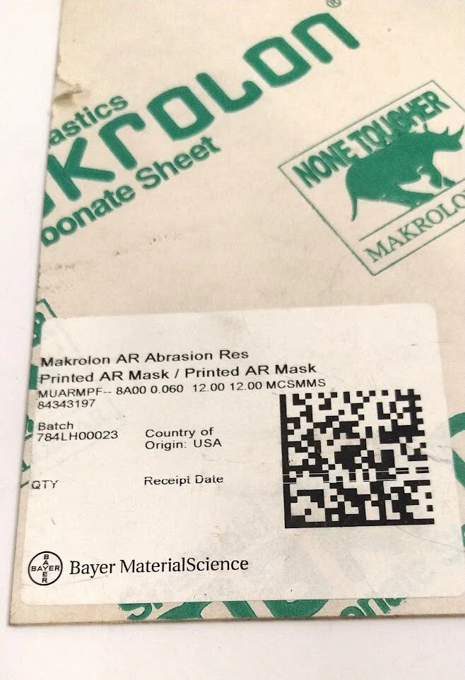 Makrolon AR Polycarbonate Sheet 1ft x 1ft 1/16'' Thick for Automotive Use