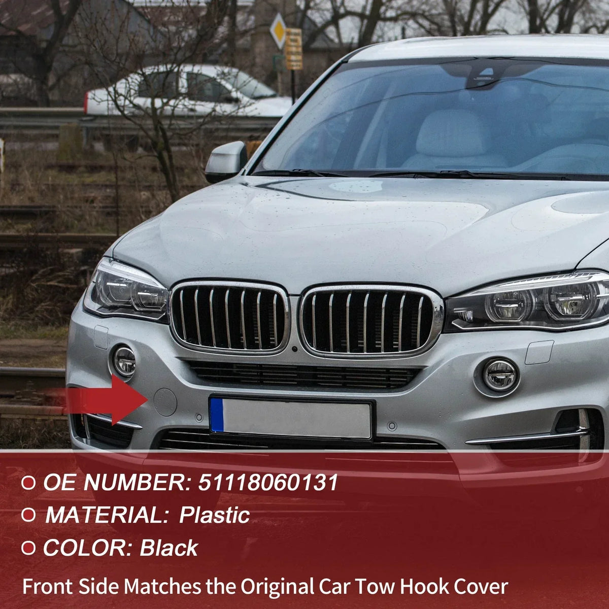 Black Tow Hook Cover for BMW X5 F15 (2014-2018) Model