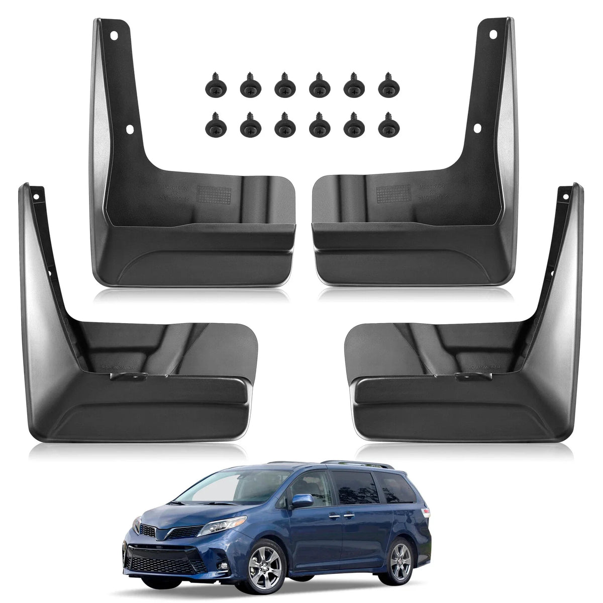 Mud Flaps Splash Guards for Toyota Sienna (2018–2020)