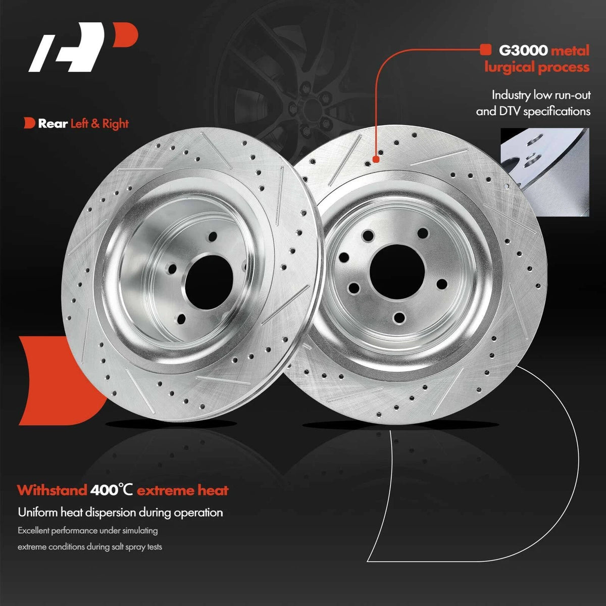 Drilled Brake Rotors with Ceramic Pads for Infiniti G37 (2008-2013)