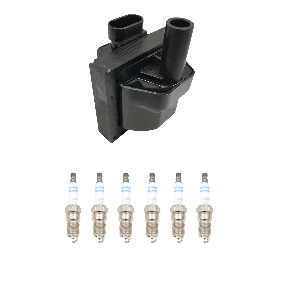 Hitachi Ignition Coil & Bosch 6 Double Platinum Spark Plugs Kit for Safari 4.3 V6 (1998–2007)
