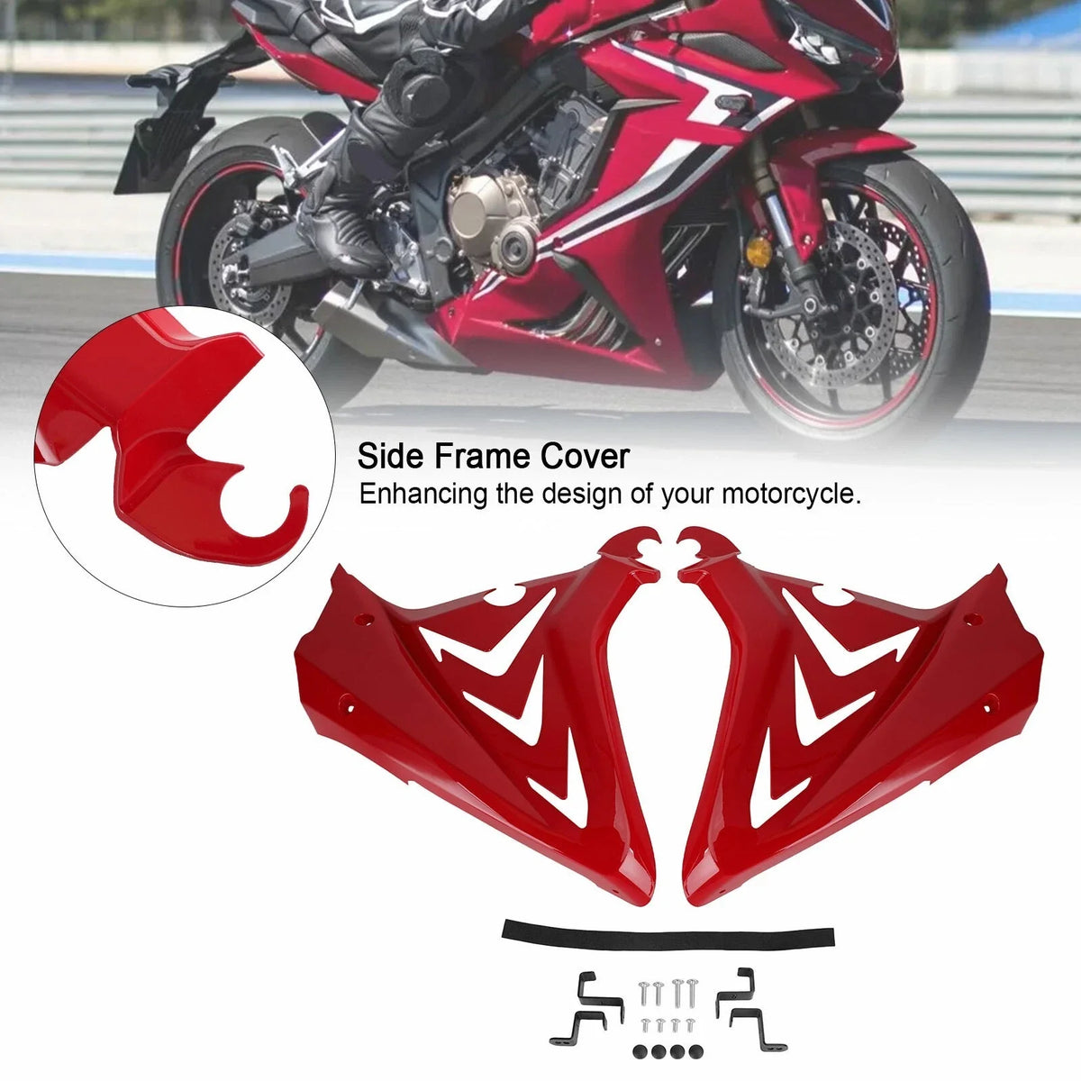 Red Side Frame Cover Panels for CBR650R Honda (2019–2021)