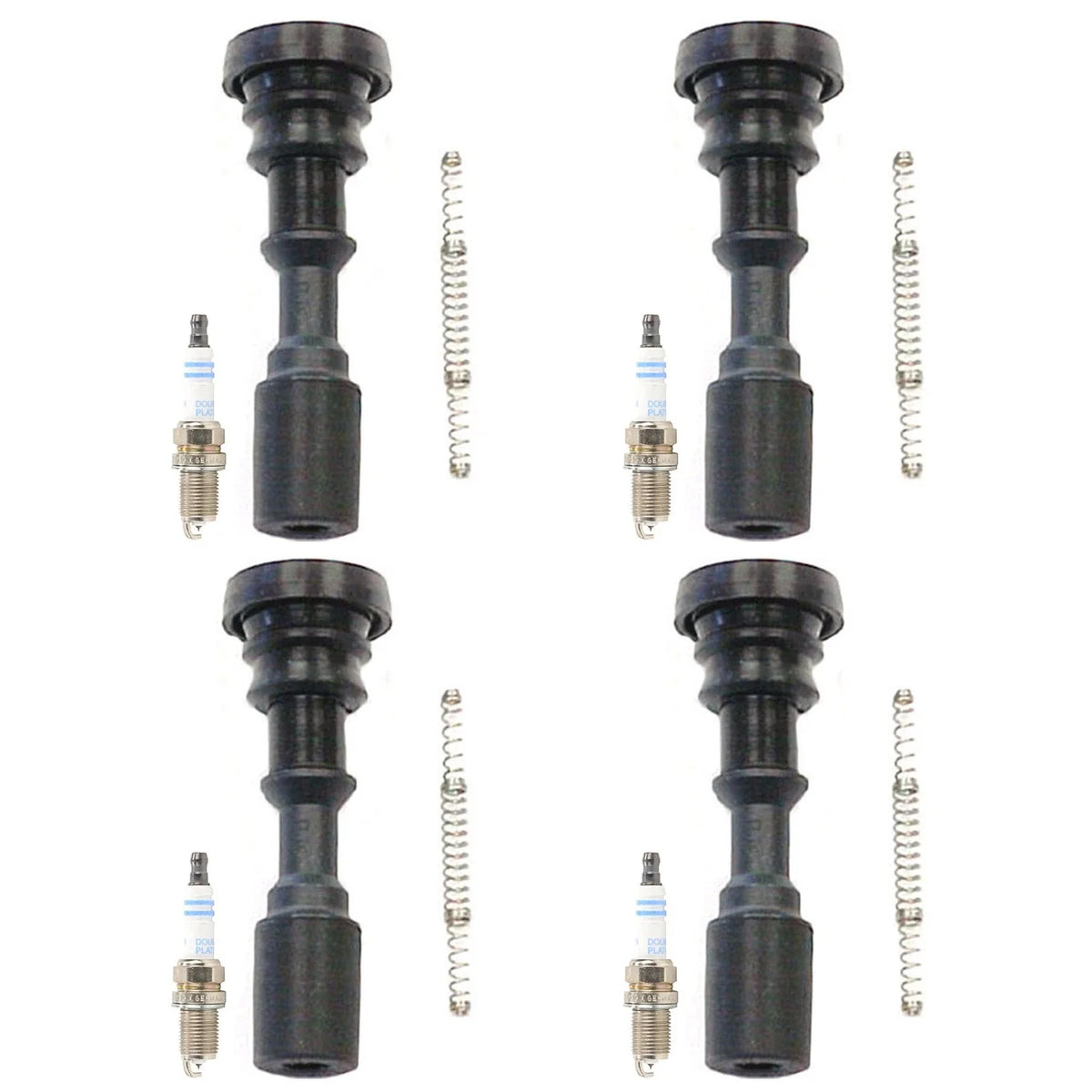 Set of 6 Bosch Double Platinum Spark Plugs & Denso Ignition Coil Boot Kit for Kia Amanti (2004–2009)