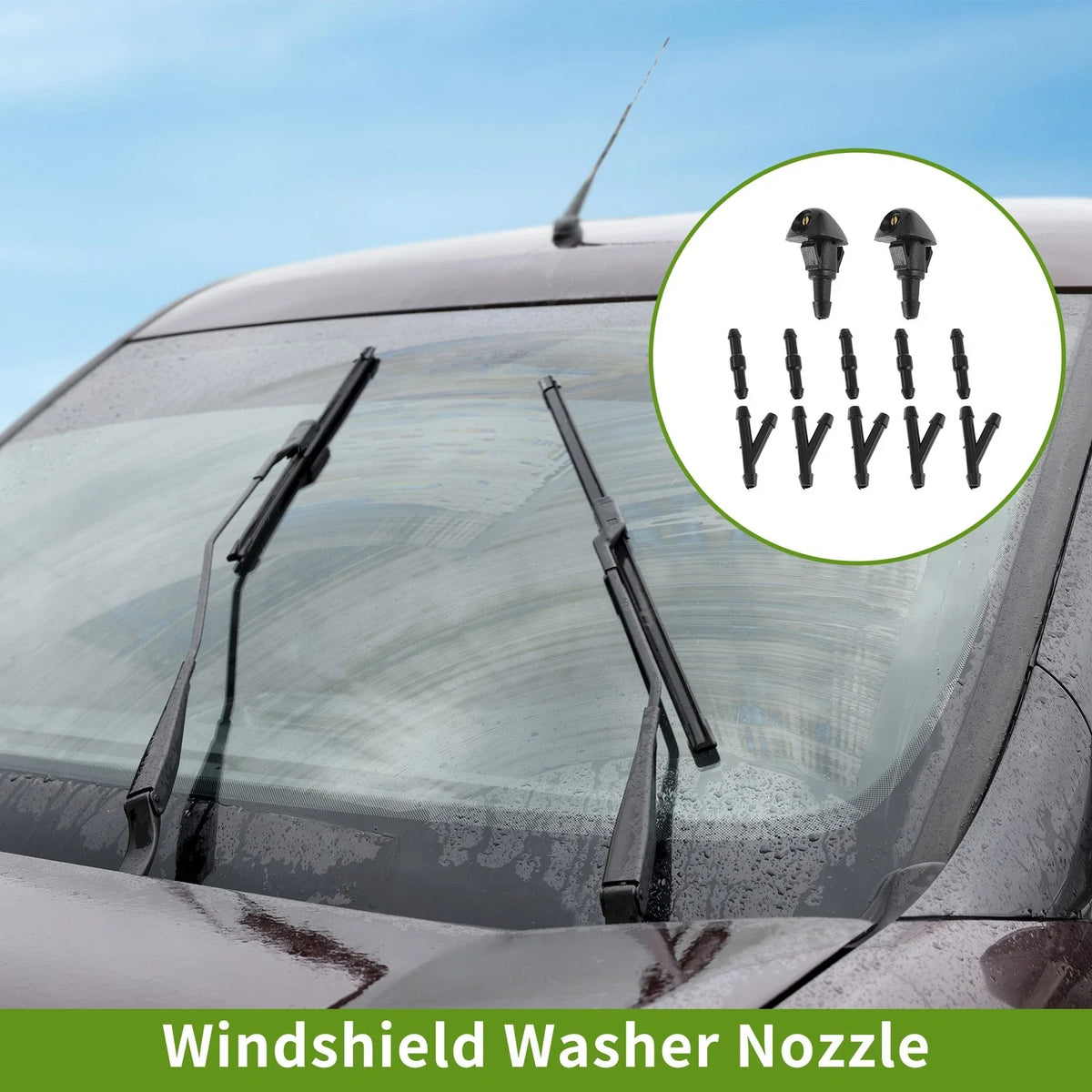 Windshield Washer Nozzle w/ Hose Connector for Honda