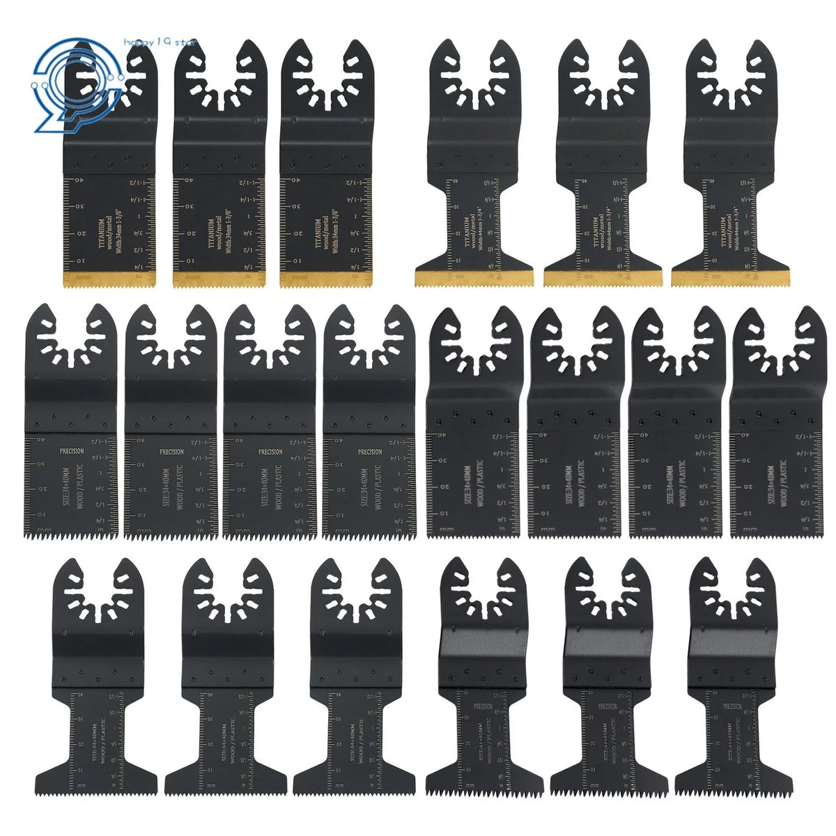 Oscillating Saw Blade Set - 20 Pack for Universal Multitools (Titanium)