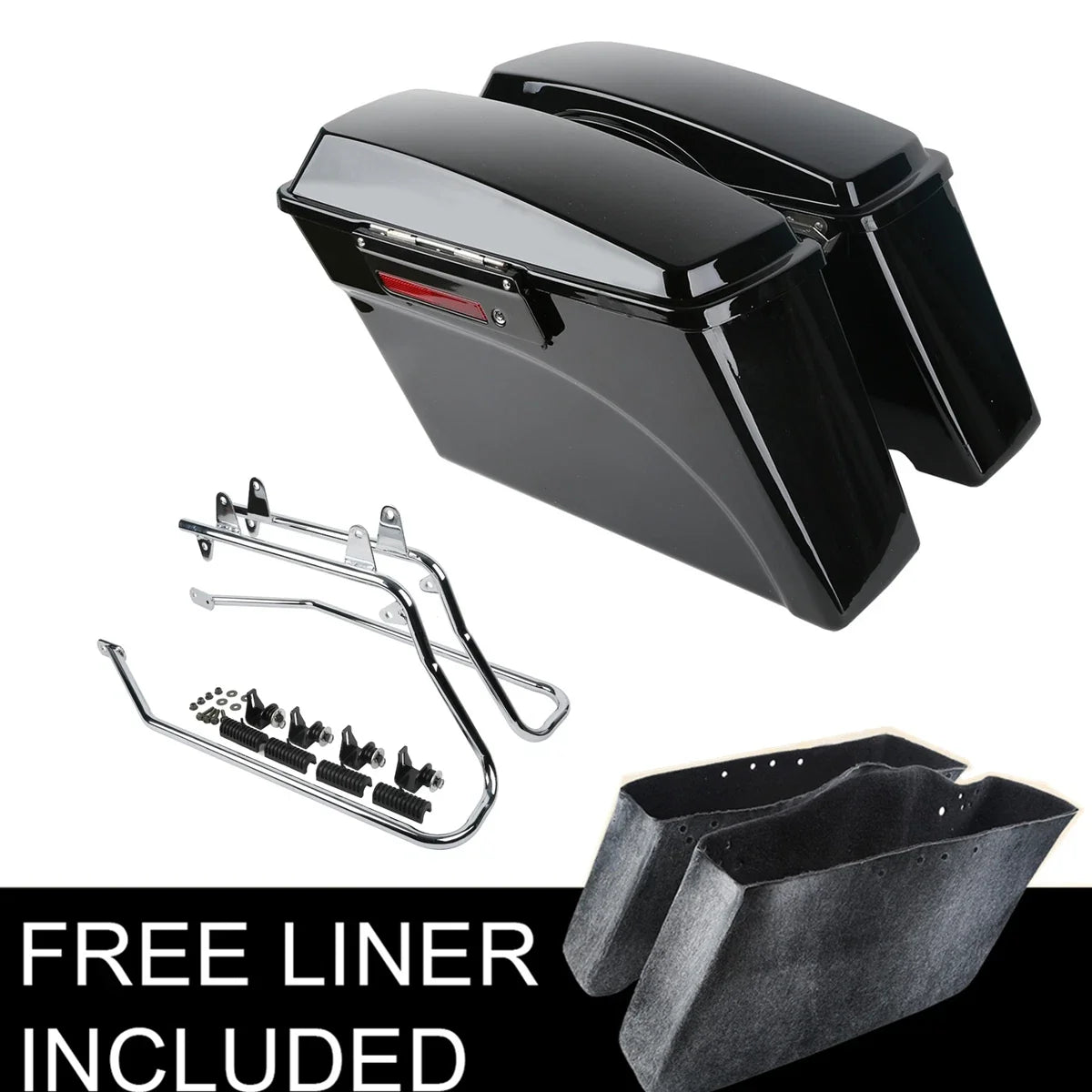 Hard Saddlebags & Bracket Set for Harley Softail Fatboy 1984-2017