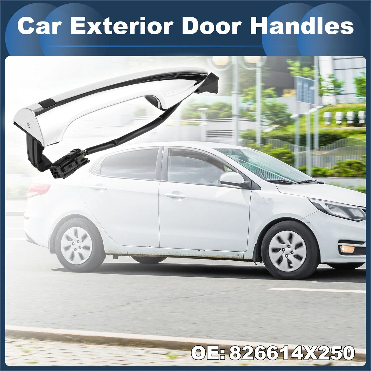 Front Right Exterior Door Handle for Kia K2 (2011–2016) Silver Tone