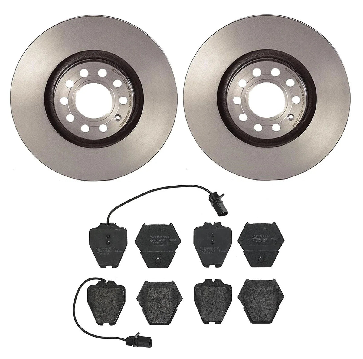 Brembo Front Brake Kit Coated Disc Rotors Low-Met Pads for Audi Allroad (2001–2005)