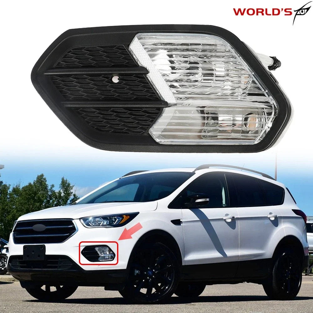 Front Bumper Fog Light Assembly for Ford Escape (2017–2019) with Black Cover