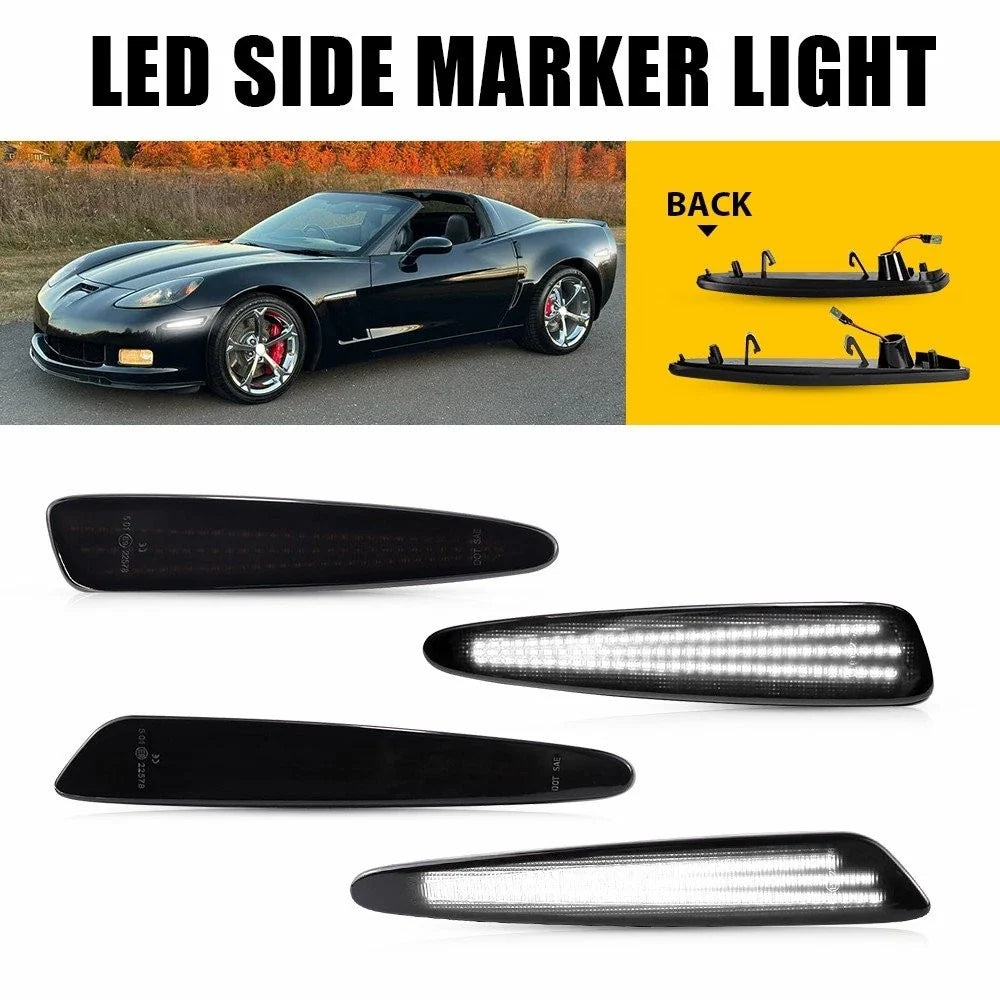 4-Piece Smoked White Marker Light Set for 2005-2013 Corvette C6