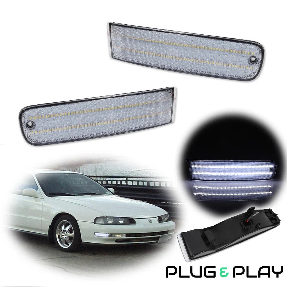 2X Clear Full White LED Signal Lights for Honda Prelude (1992–1996)