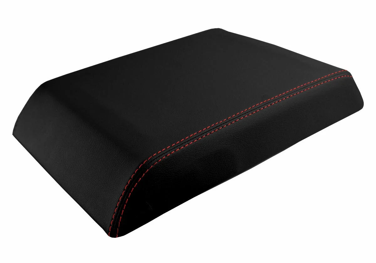 Leather Console Lid Armrest Cover for Hummer H2 (2003–2007) Red Stitch