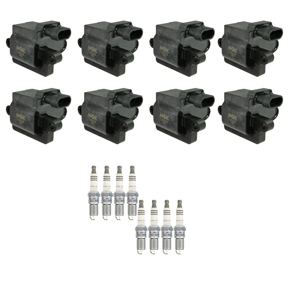 NGK 8 Ignition Coils & Ruthenium HX Spark Plugs Kit for Silverado Sierra 1500 (2014–2023)