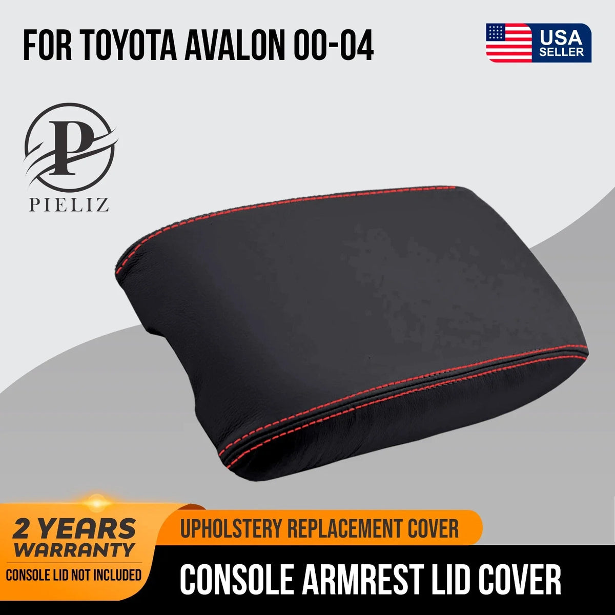 Center Console Armrest Cover for Toyota Avalon (2000–2004) Red Stitch