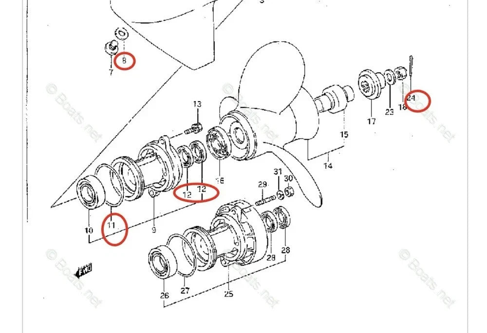 Seal Kit for Suzuki Marine 8HP DT8, 9.9HP DT9.9 (09282-16003)